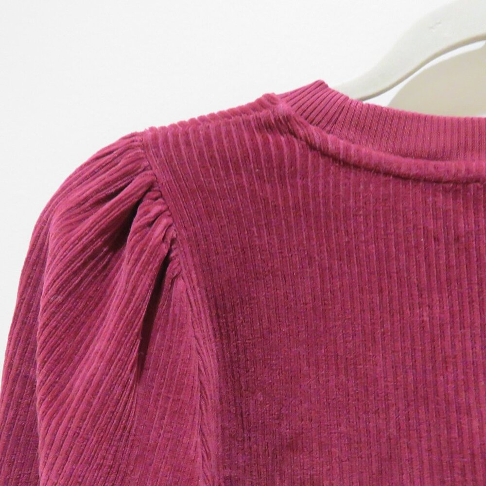 SEZANE Josie Sweatshirt Top Plum Corduroy Size Small Boho Romantic Cottage Trad - Picture 12 of 15